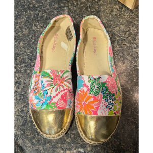 LILLY PULITZER Nosie Posey Gold Toe For Target Espadrille Shoes